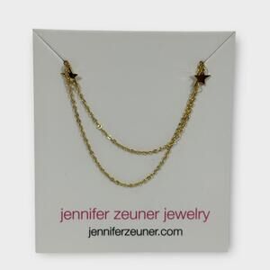 Jennifer Zeuner Double Star Layered Chain Necklace Yellow Gold Plated Jewelry